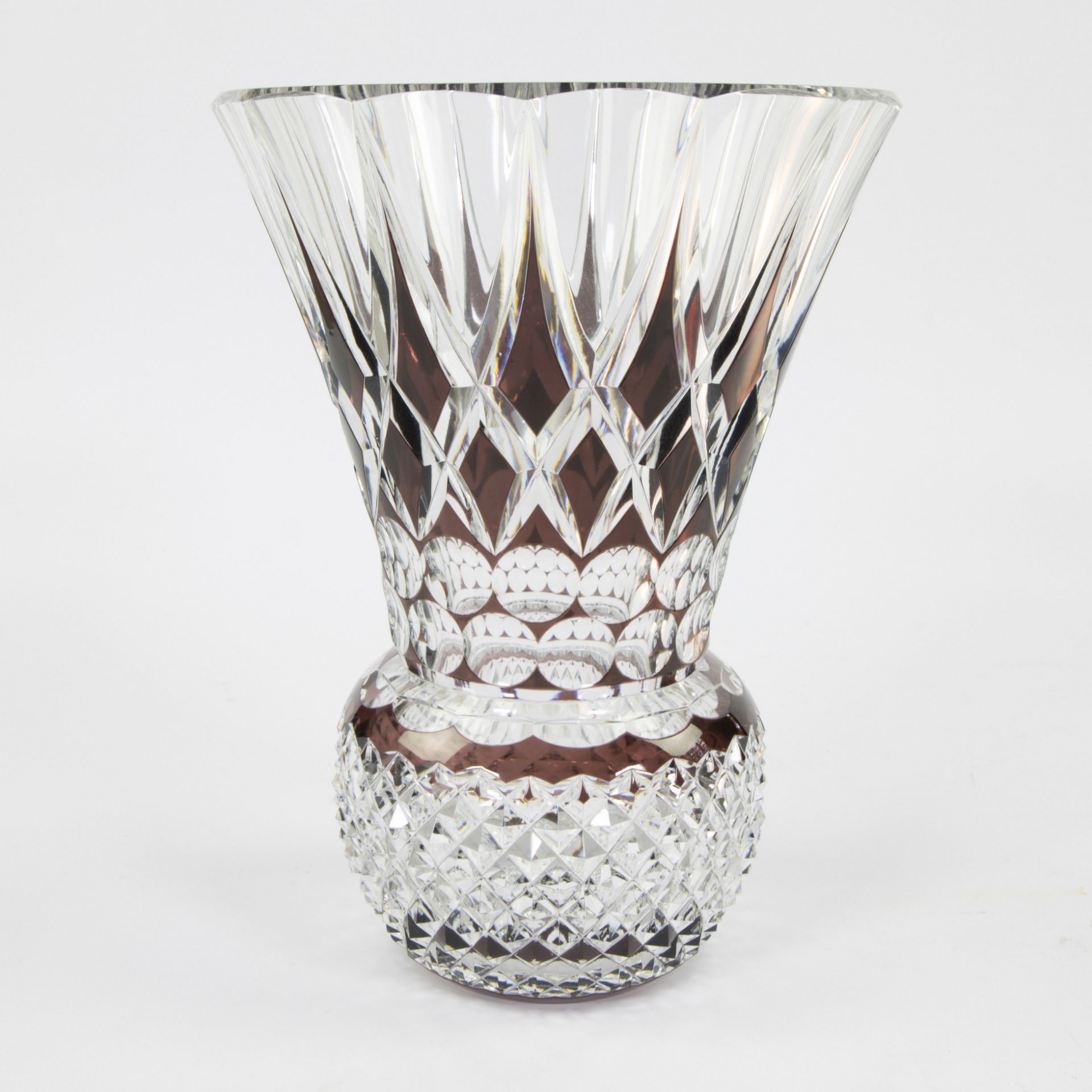 Val Saint Lambert brown crystal vase, Charles Graffart 1956, signed on the bottom - Bild 4 aus 5