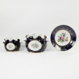 3 pieces porcelain Limoges blue cobalt