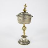 Silver chalice with vermeille 19th century, completely silver with vermeille, weight 304 grams