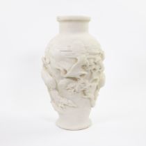 Asian alabaster vase with cranes