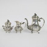 3-piece silver coffee set, marked 800, weight 2045 grams