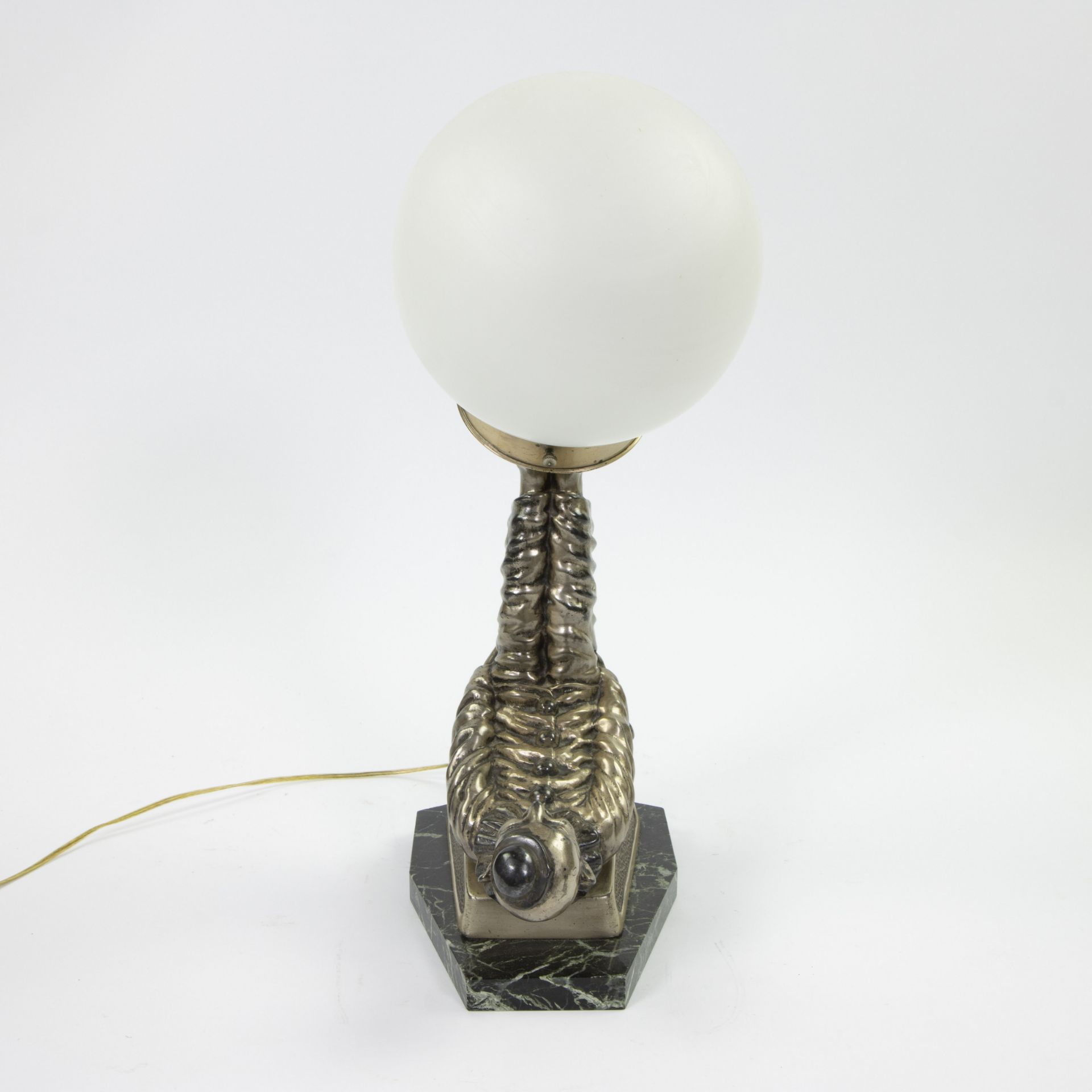 Art Deco table lamp Clown in silver plated bronze with glass ball - Bild 2 aus 5