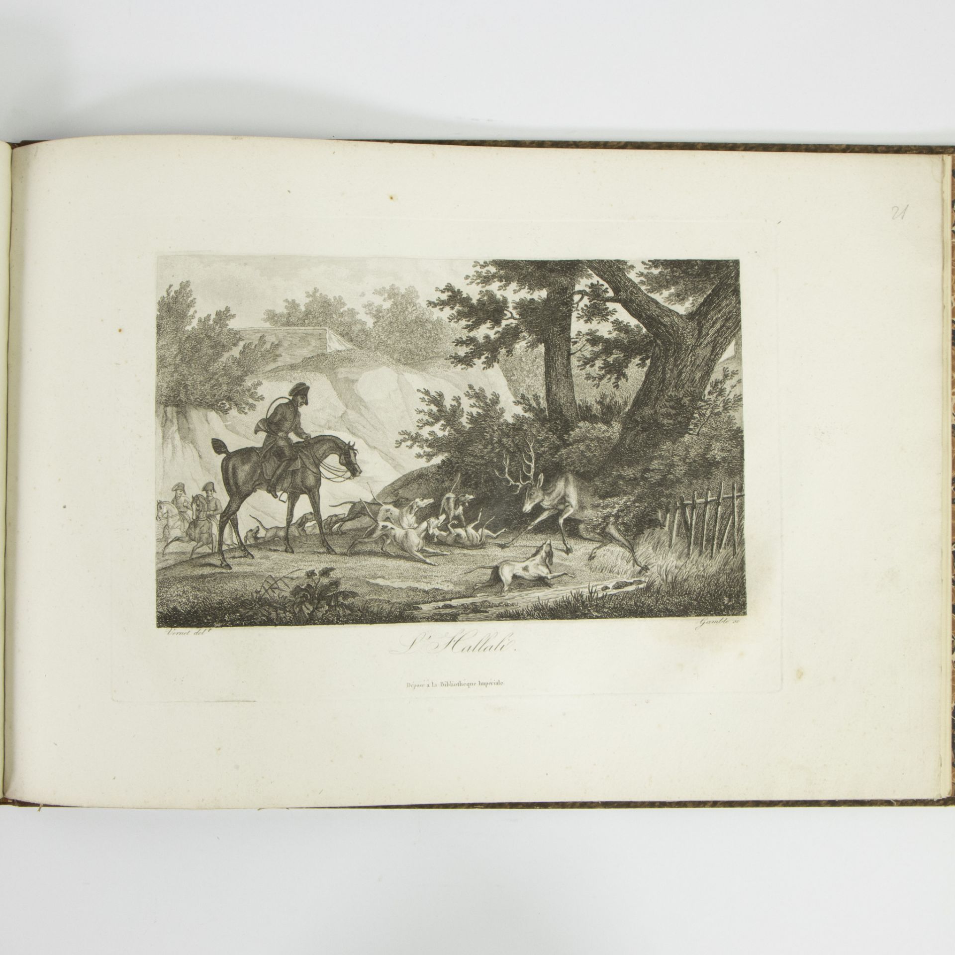 VERNET (Carle) Chase du Cerf Beautiful suite of 24 plates, etched by Gamble after Carle Vernet. earl - Bild 6 aus 6