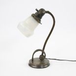 Styled Art Deco table lamp with glass shade and switch on the fitting, 1930s