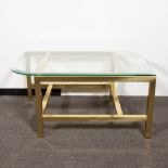Coffee table with gilded metal base and glass top, 1970s
