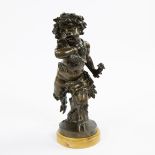 CLODION bronze statue of a faun, unsigned.