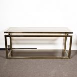 Belgochroom, gold-plated chrome console with glas top