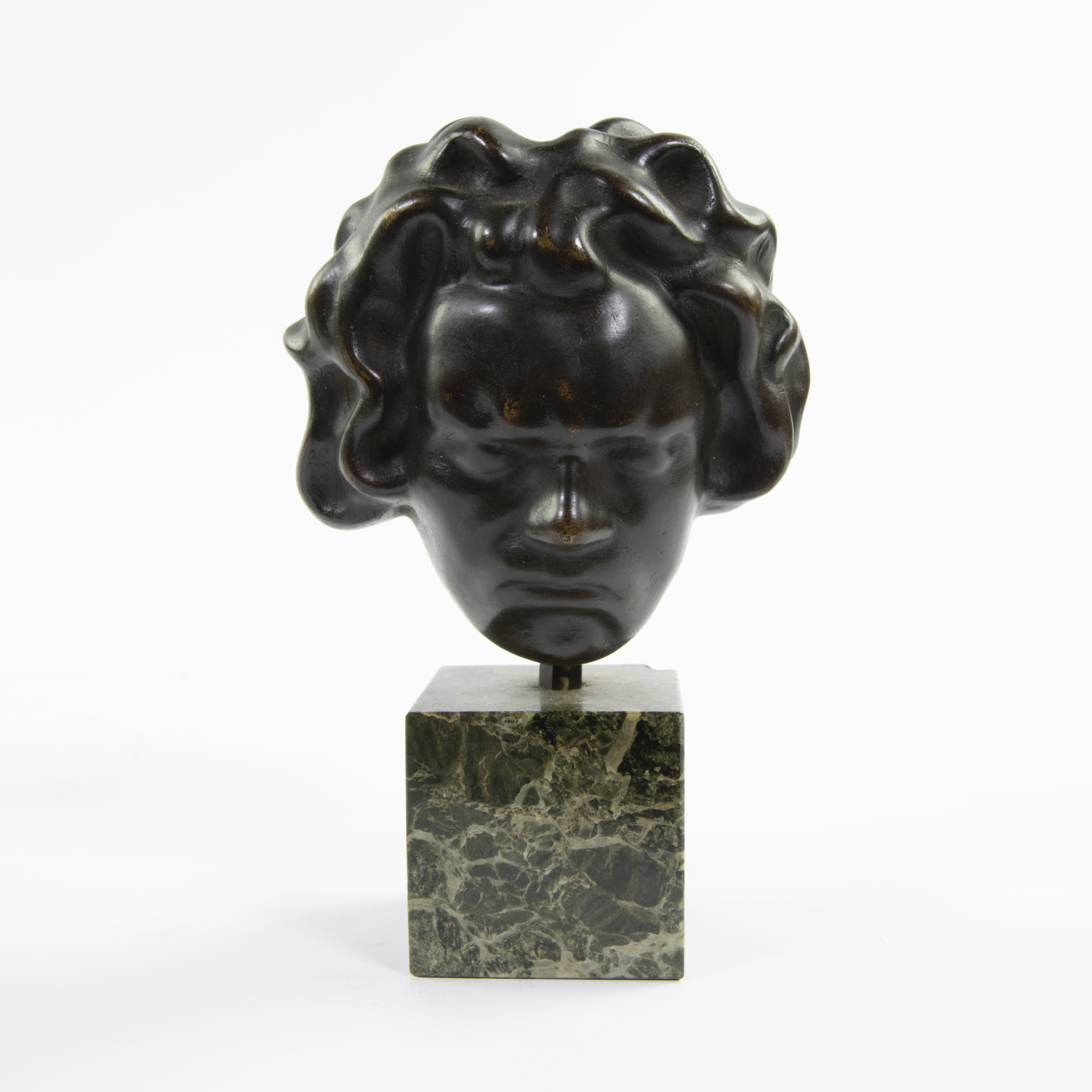 Bronze head of Mozart on marble base , not signed and bronze Saint Christopher - Image 2 of 9