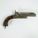 Spanish pinfire two-barrel pistol with folding bayonet