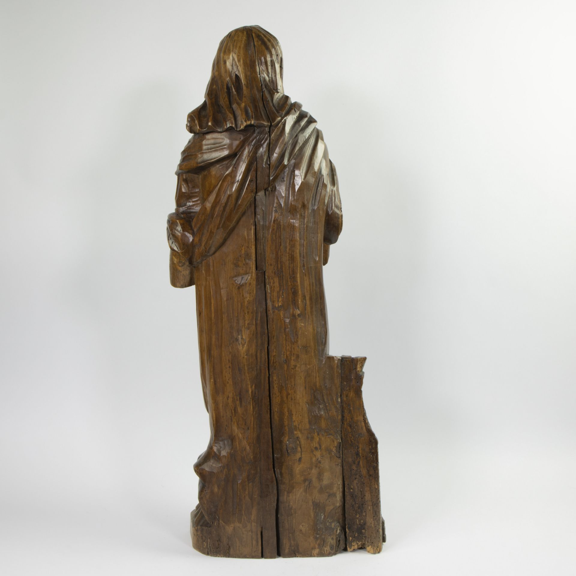 Saint Barbara with tower at feet, in walnut, Spanish, 18th century - Image 3 of 3