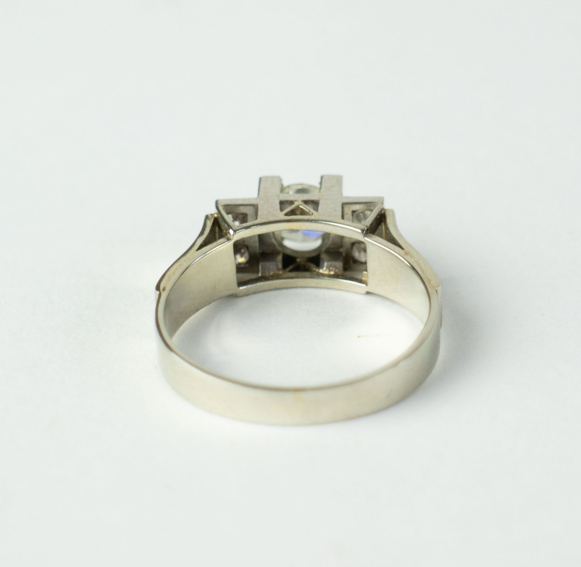 White golden ring with diamond, 18 Kt - Image 2 of 2