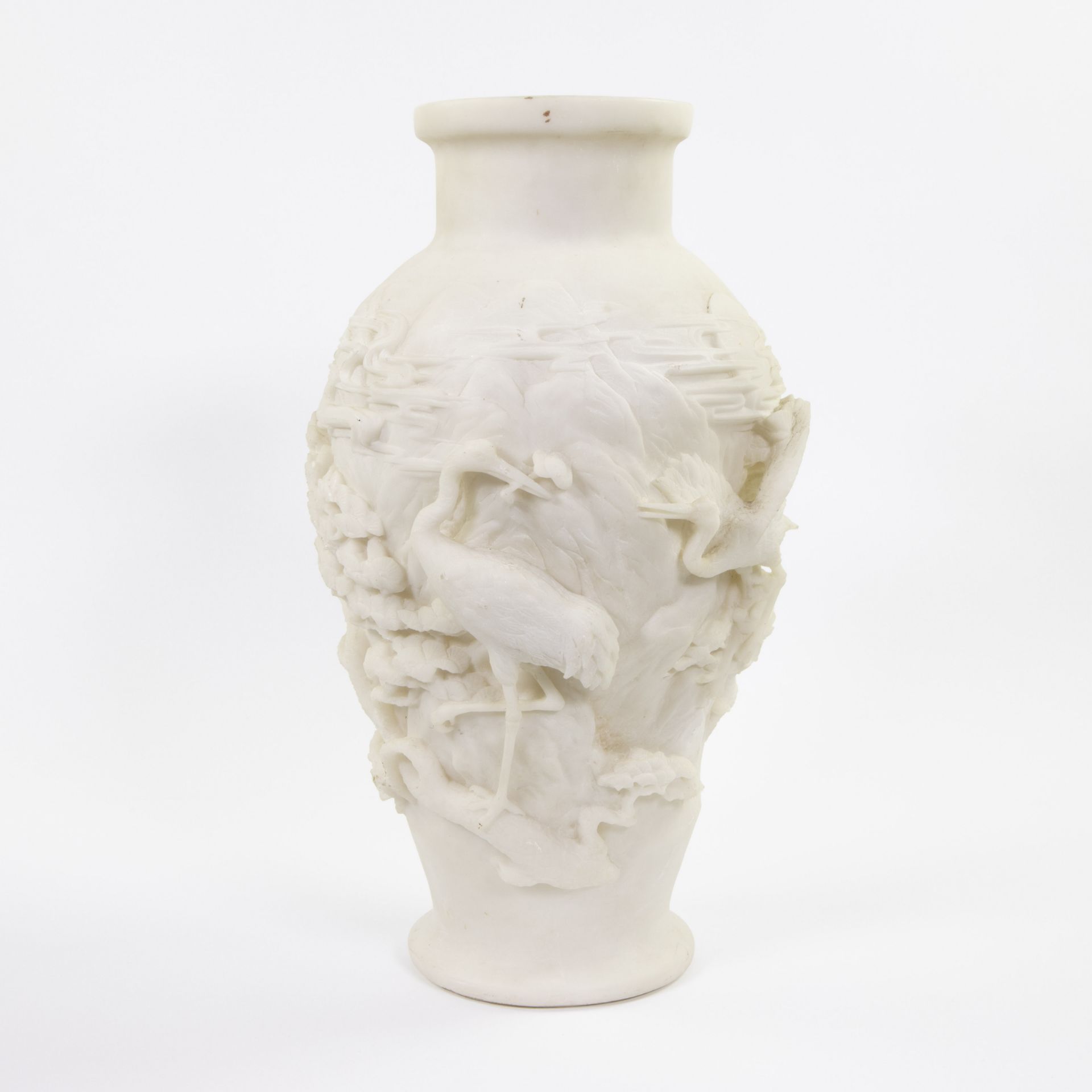 Asian alabaster vase with cranes - Bild 4 aus 4