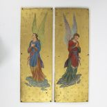 2 neo-gothic painted panels on wood
