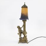 Table lamp Noverdy gilded bronze with glass paste cap