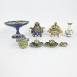 Collection of cloisonné, coupe, lidded jars, vase and dishes