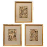 Lot of 3 woodcuts by Edgard Tijtgat, signed with monogram in the plate