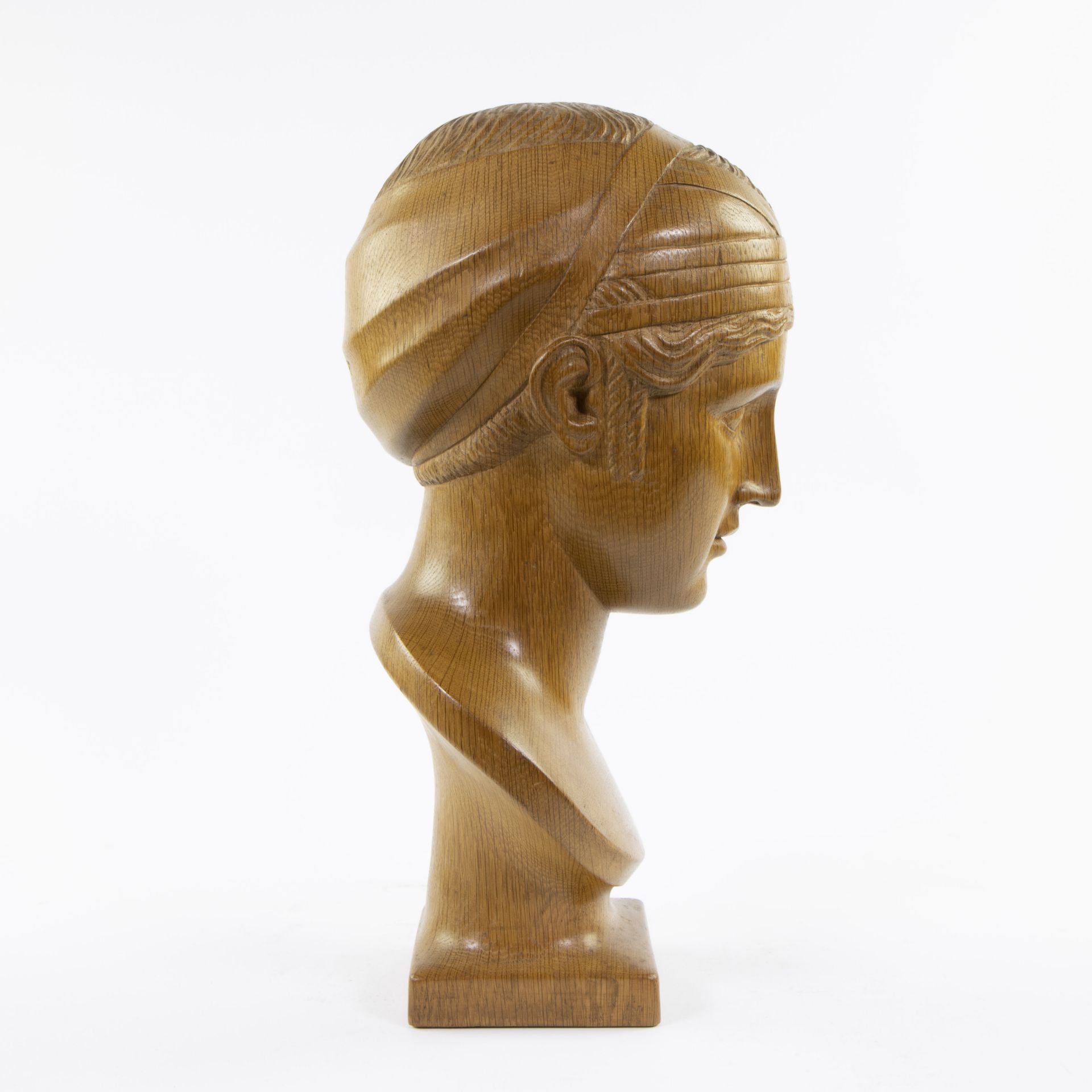 Art deco wooden bust of a young lady, monogram AV - Bild 4 aus 5