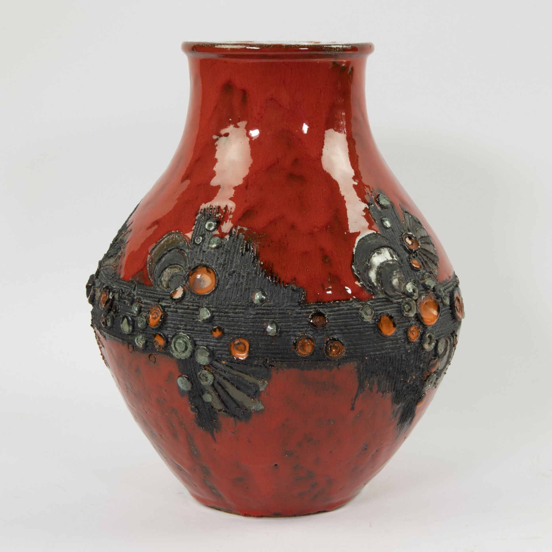 Red glazed ceramic vase attributed to Vandeweghe Perignem - Bild 2 aus 5