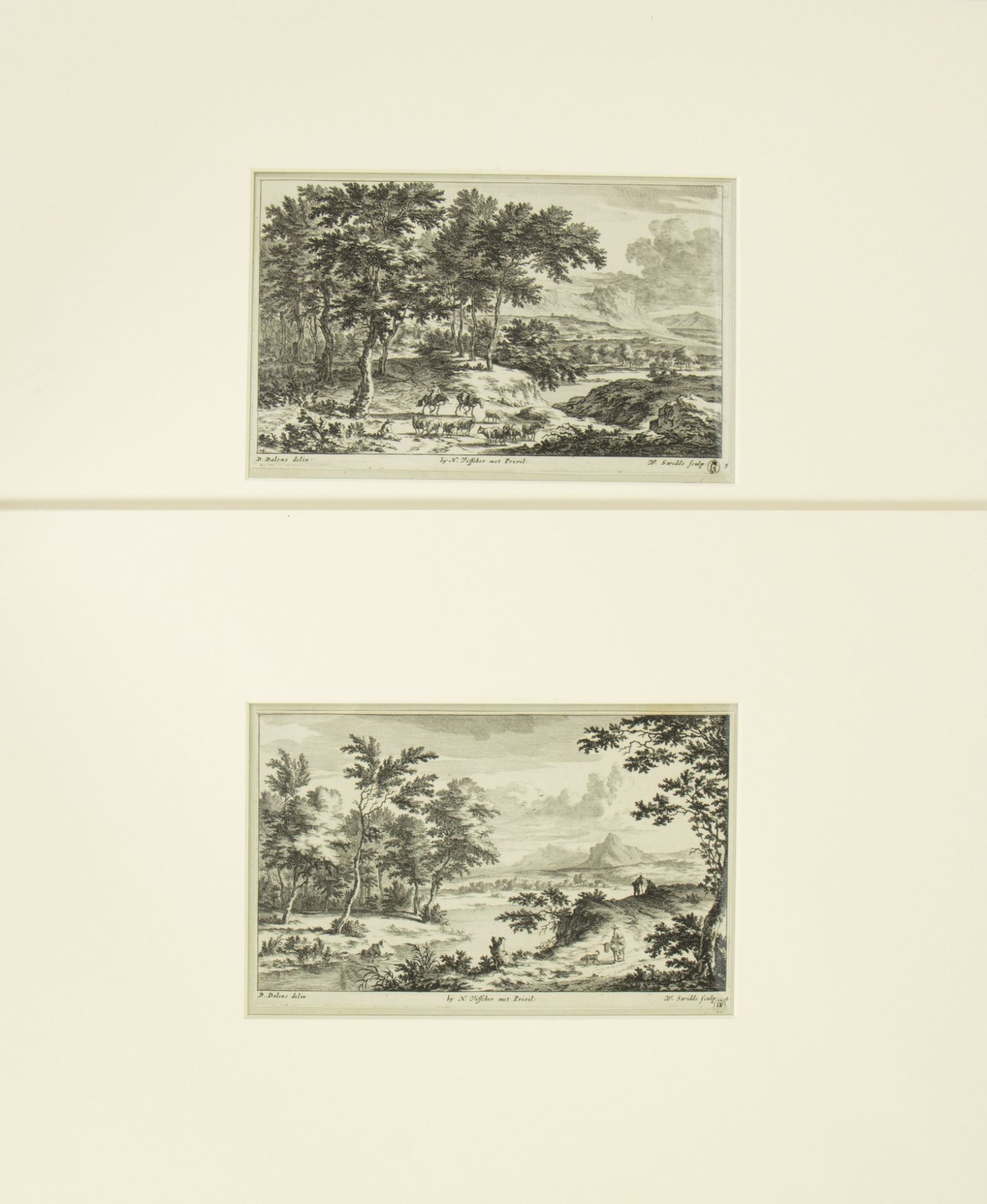 6 landscapes with collection stamp 1660-1687 by Friedrich August Van Saksen - Bild 3 aus 3