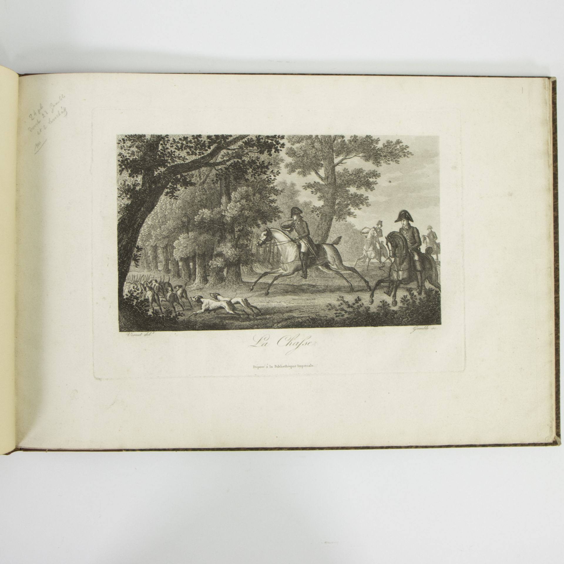 VERNET (Carle) Chase du Cerf Beautiful suite of 24 plates, etched by Gamble after Carle Vernet. earl - Bild 2 aus 6