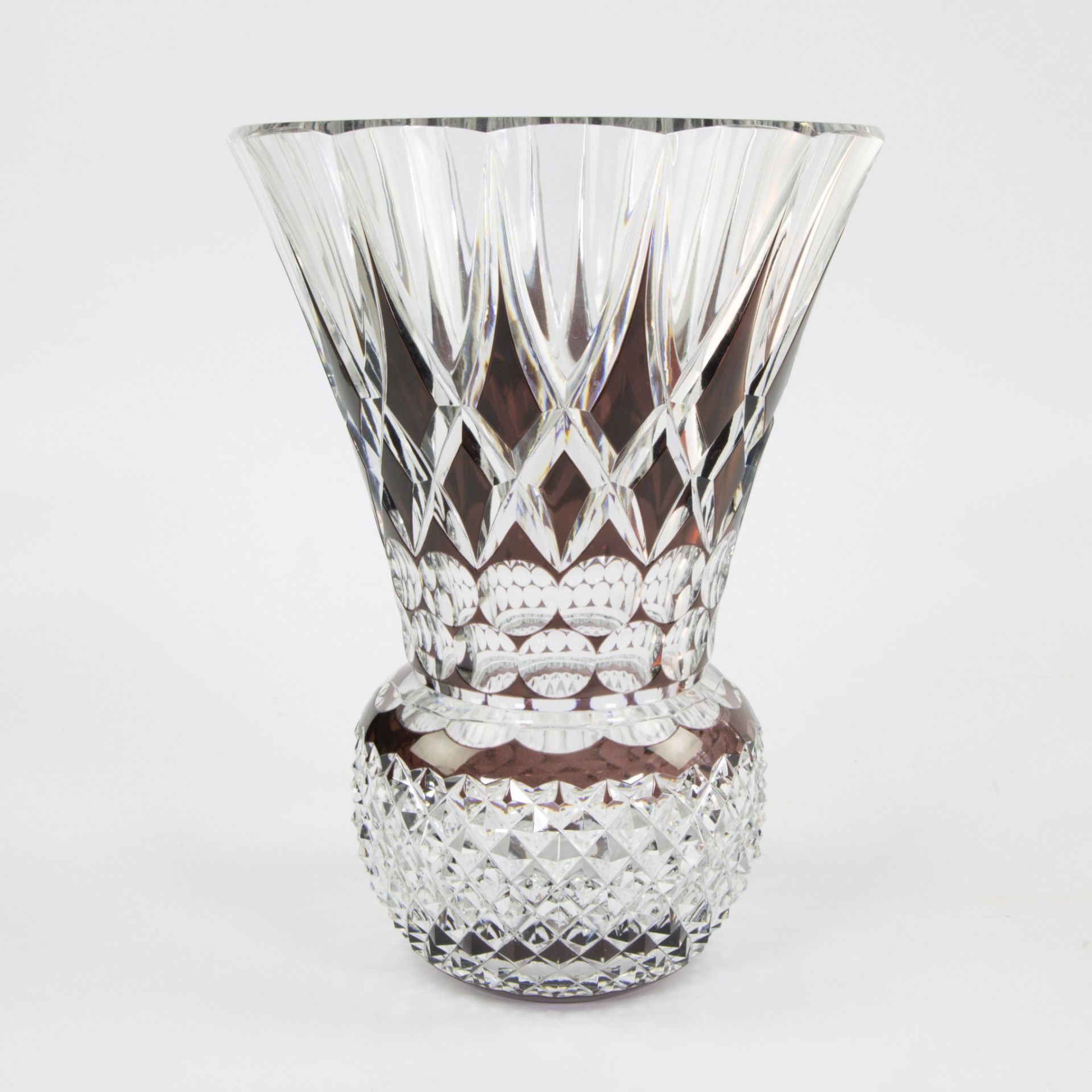 Val Saint Lambert brown crystal vase, Charles Graffart 1956, signed on the bottom - Bild 2 aus 5