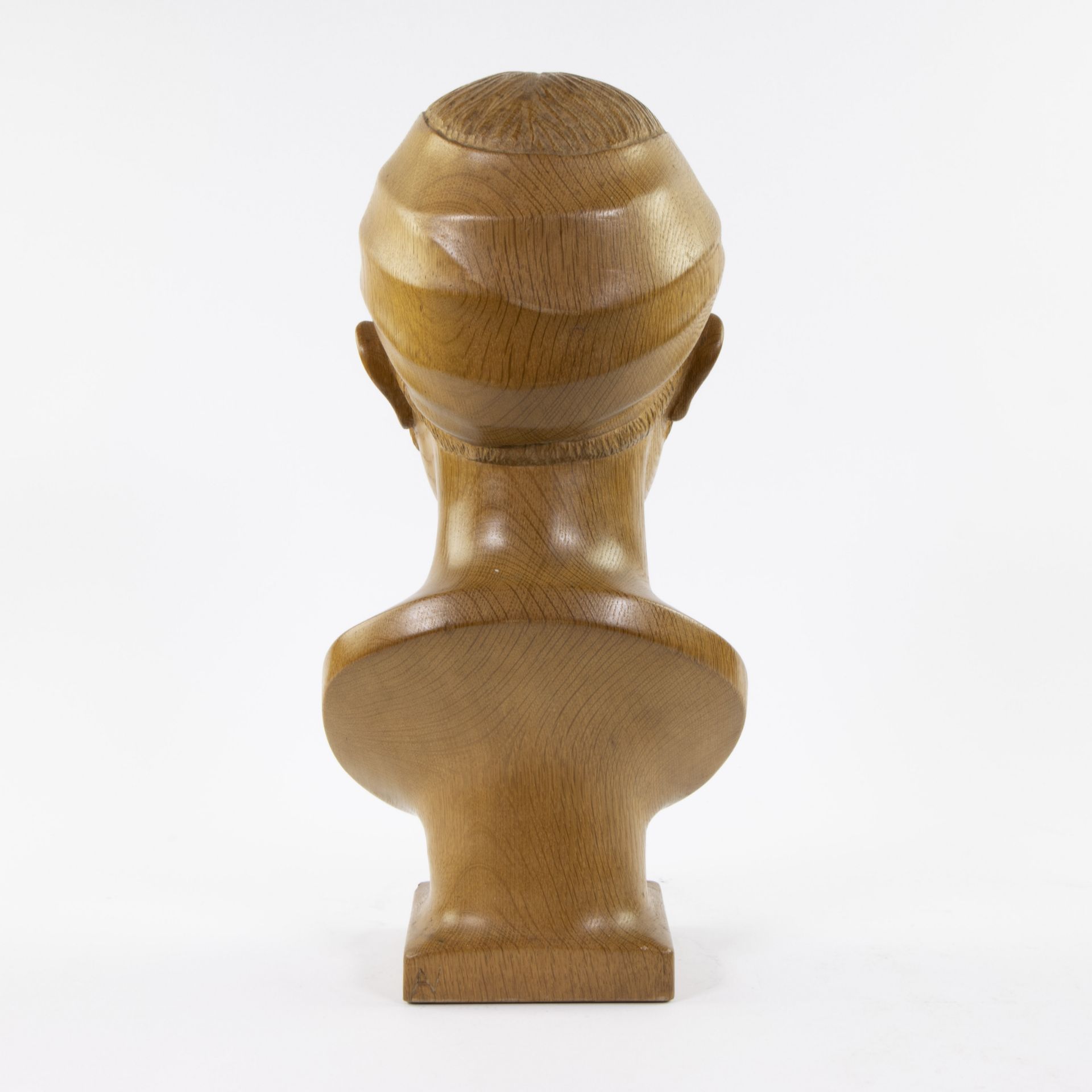 Art deco wooden bust of a young lady, monogram AV - Bild 3 aus 5