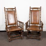 2 Antique American rocking chair in mahogany Circa 1880