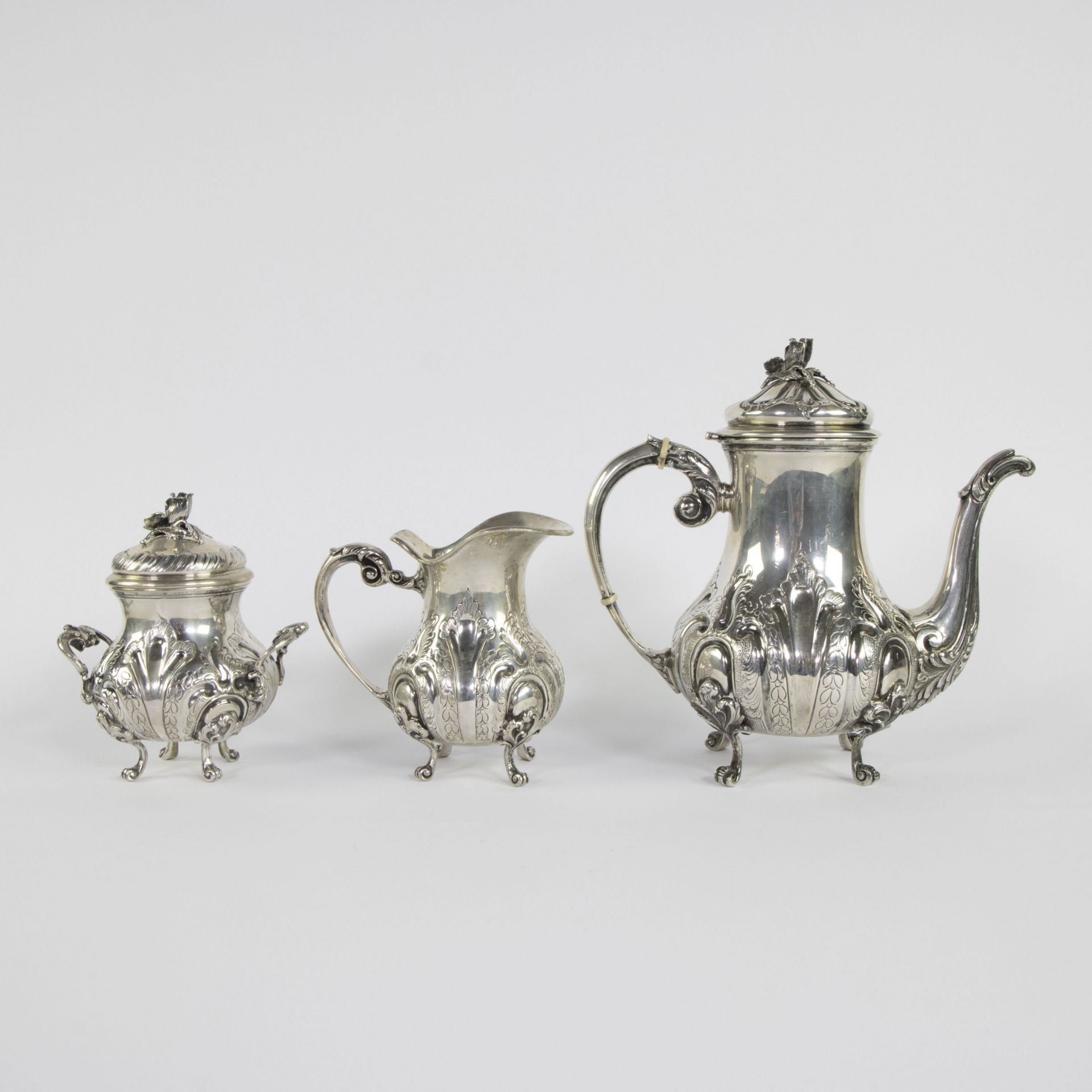 3-piece silver coffee set, marked 800, weight 2045 grams - Image 3 of 5