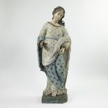 Female saint, beautifully stylized drawings and original polychromy, full-rod carved 18th century, S
