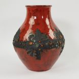 Red glazed ceramic vase attributed to Vandeweghe Perignem