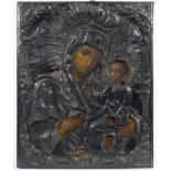 Icon with silver rizza Madonna of Smolensk 17th century