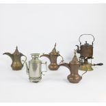 Desert teapots with opening beak Saudi Arabia, chafing dish with teapot and oriental teapot silver p