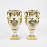 Pair of Sèvres Empire vases gilded and hand-painted, marked.