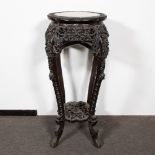 Very finely sculpted Chinese pedestal with marble top, circa 1900