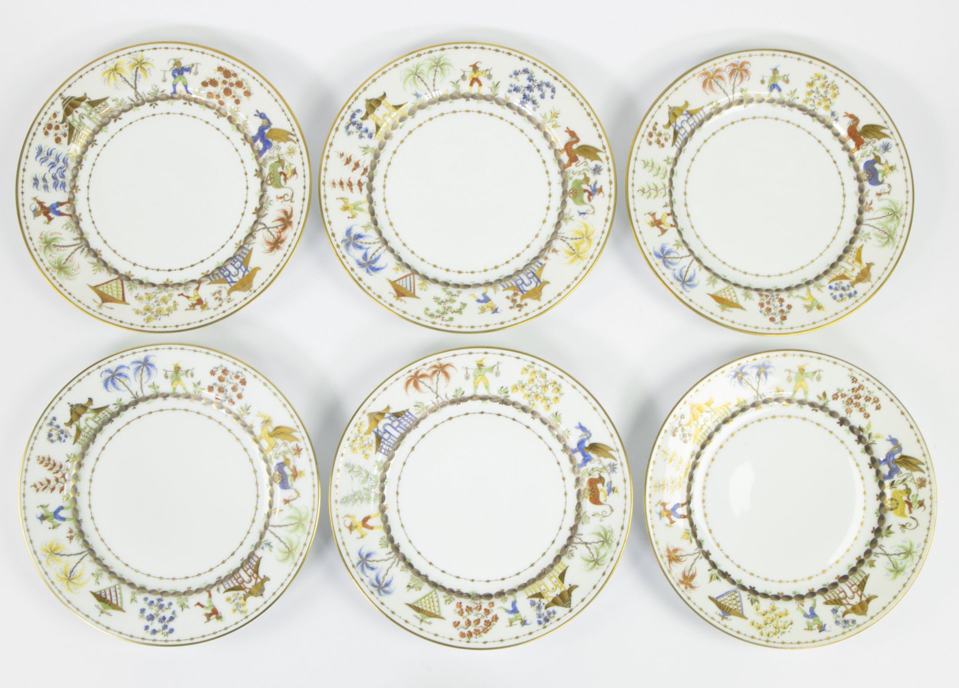 12 Tiffany porcelain plates Atelier Le Tallec 'Cirque Chinois' China - Bild 4 aus 5