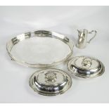 Wiskemann chocolate milk jug with hallmarks + Wiskemann bowl and 2 lidded bowls silver plated