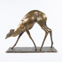 Art deco deer golden brown patinated bronze
