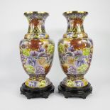 Large couple cloisonné vases