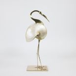 Gabriella Binazzi design gold plated crane with sea shell body