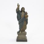 19th century Christ in polychrome cast iron