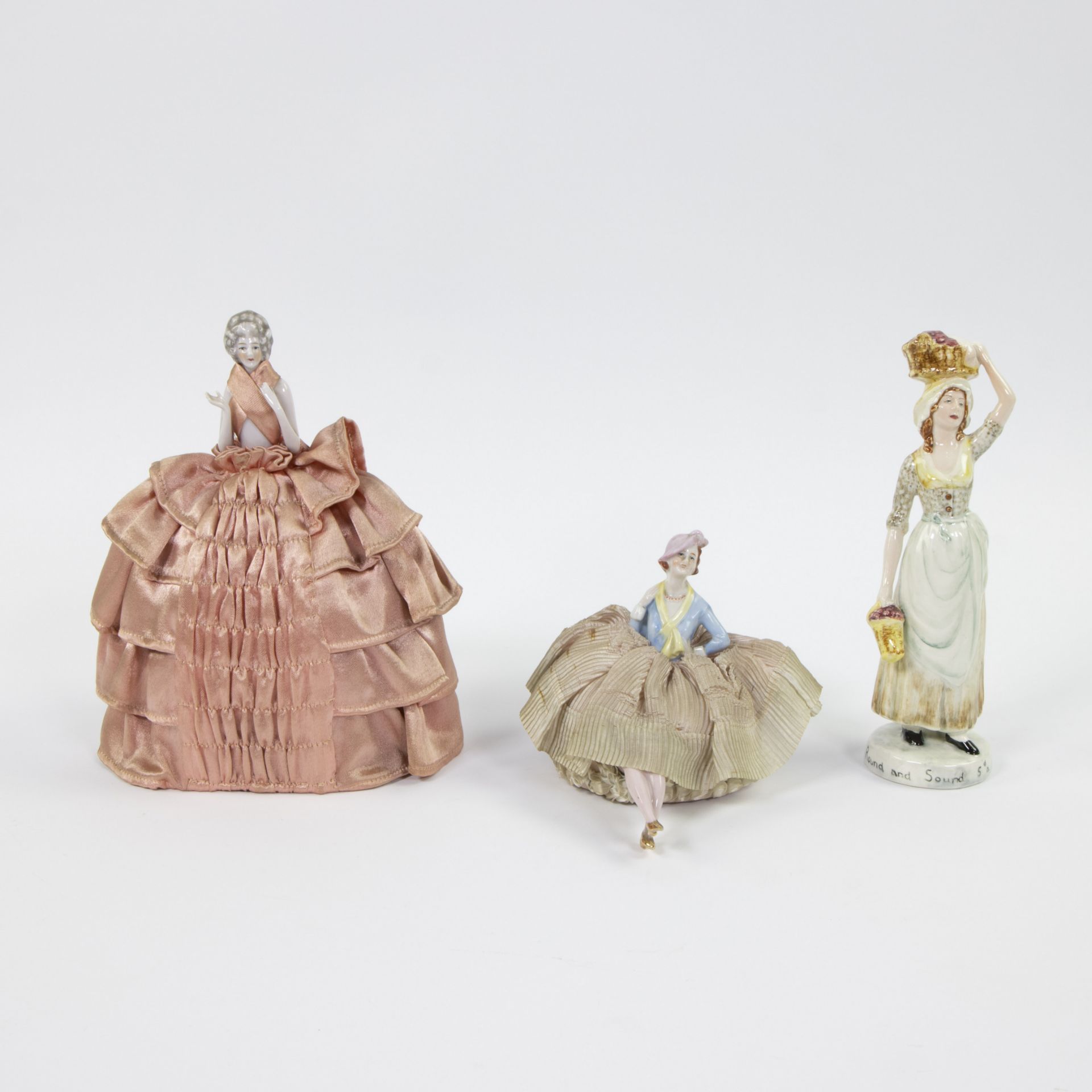 Lot of 3 porcelain figures including Staffordshire ca 1930