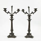 Pair of bronze Empire candlesticks