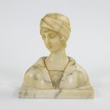 Alabaster bust of a young lady