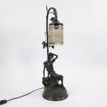 Bronze Art Deco lamp with glass icicles