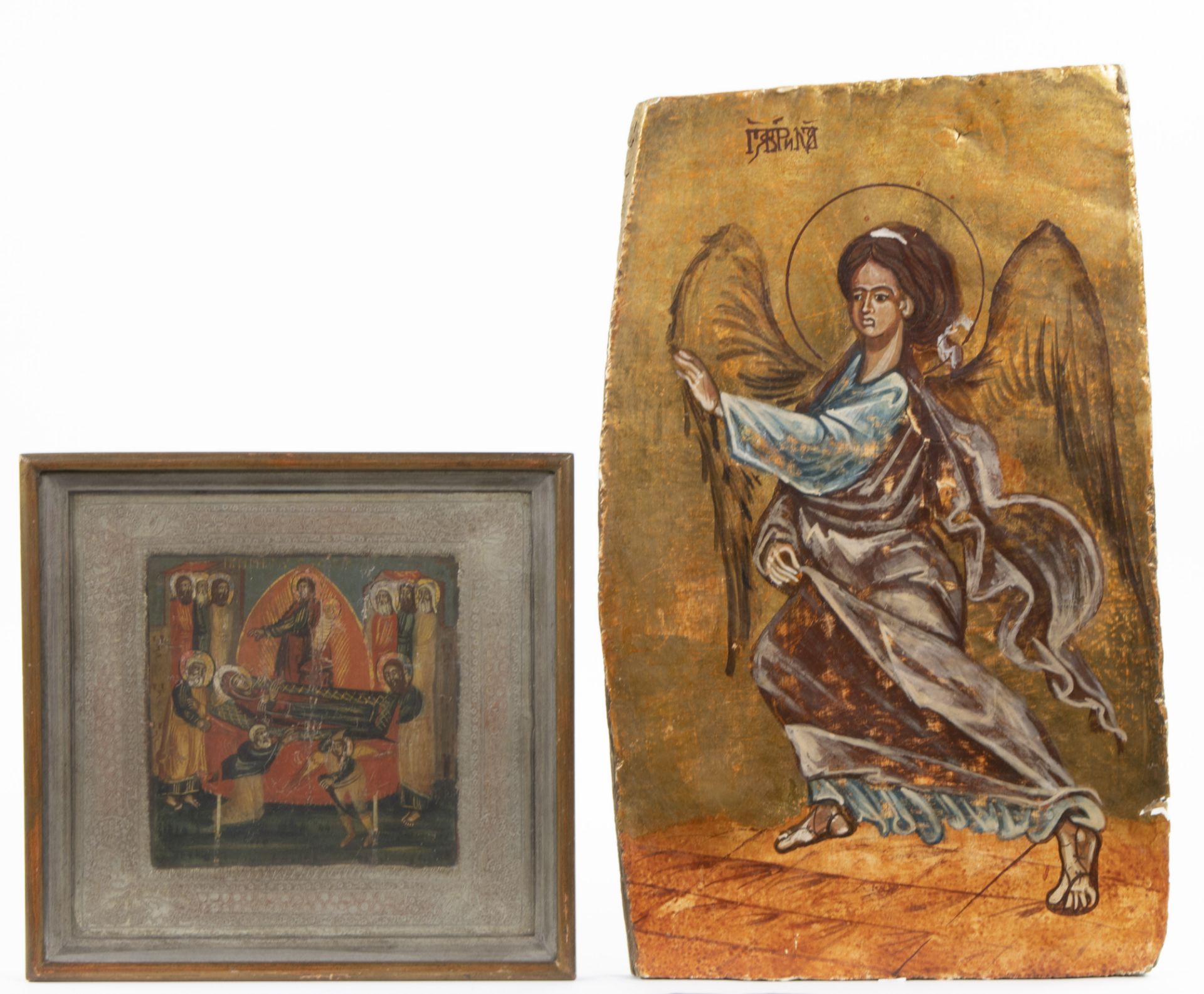 Russian/Bulgarian folkloric icon and Greek/Russian icon 19th century