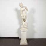 Bather after Falconet Sculptuur op pedestal in marble powder