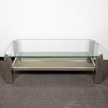 Vintage coffee table with glass top 80s