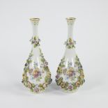 Pair of Italian porcelain vases with very fine decorated with flowers 19th century