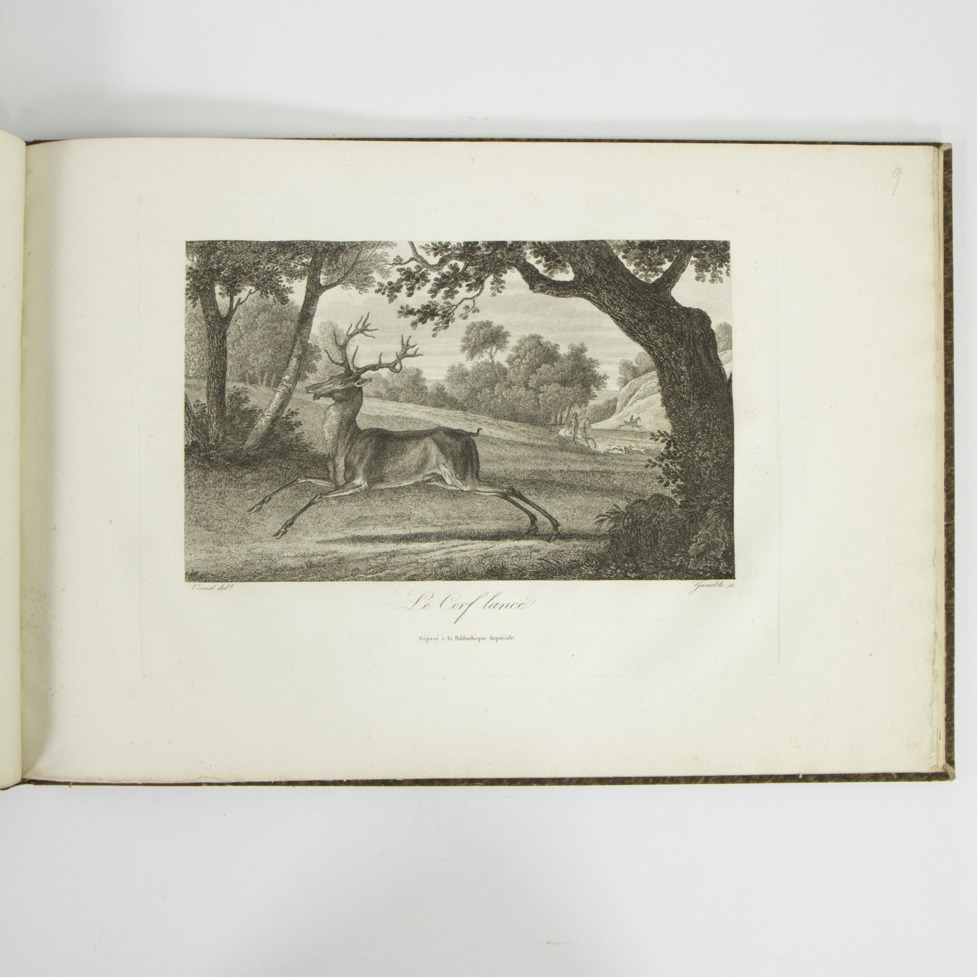 VERNET (Carle) Chase du Cerf Beautiful suite of 24 plates, etched by Gamble after Carle Vernet. earl - Bild 4 aus 6