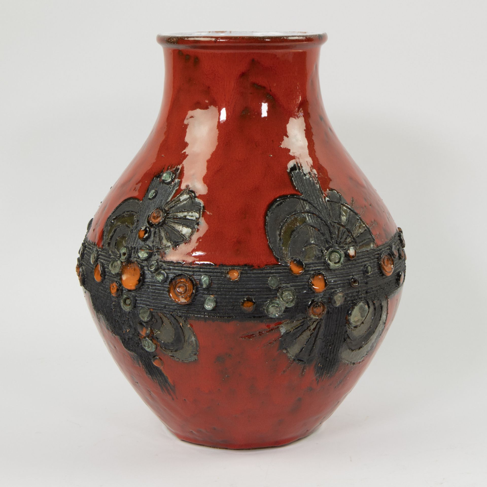 Red glazed ceramic vase attributed to Vandeweghe Perignem - Bild 3 aus 5